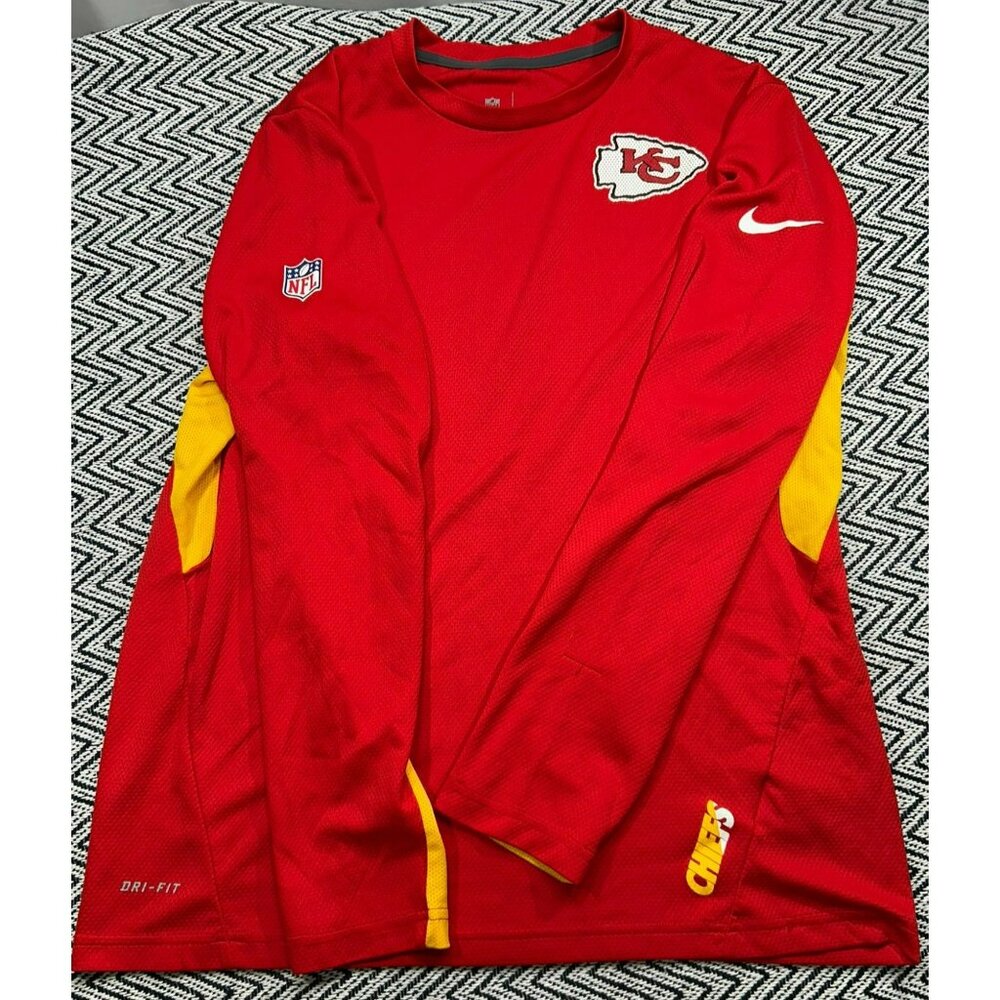 Nike Kansas City Chiefs Dri Fit Long Sleeve NFL Official On Field Apparel Perfor